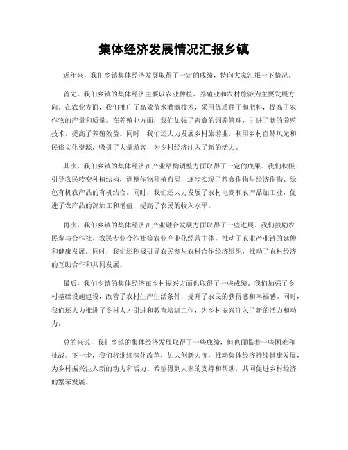 集体经济发展情况汇报乡镇
