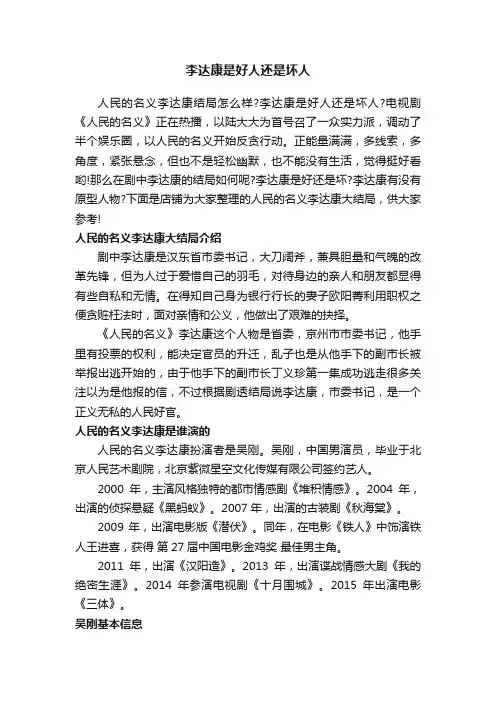 李达康是好人还是坏人