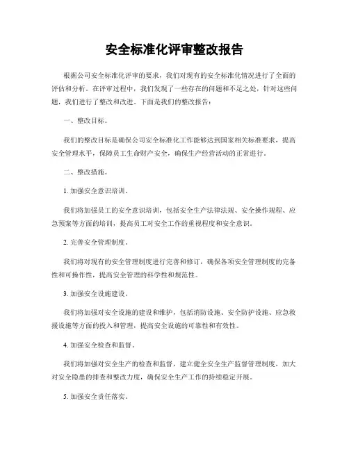安全标准化评审整改报告