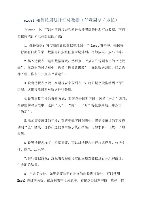 excel如何按周统计汇总数据(任意周期／步长)