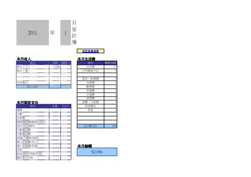 家庭理财记账本Excel 