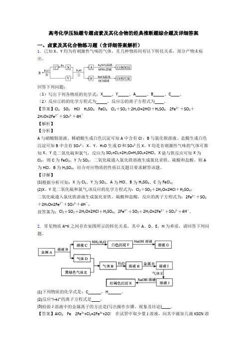 高考化学压轴题专题卤素及其化合物的经典推断题综合题及详细答案