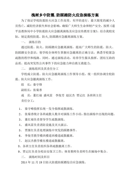 防震防火应急演练方案
