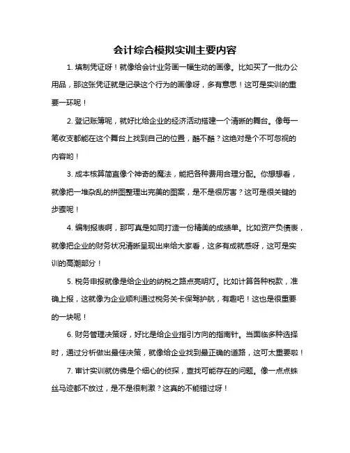 会计综合模拟实训主要内容