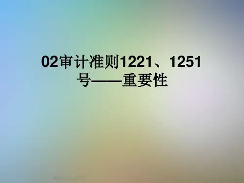 02审计准则1221、1251号——重要性