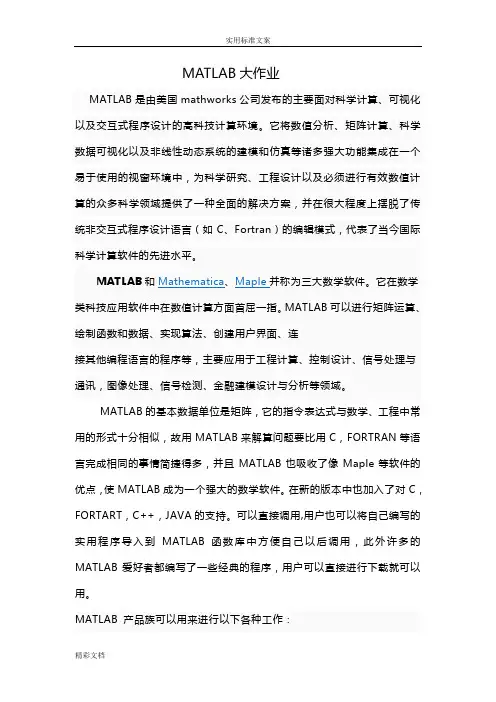 MATLAB大作业