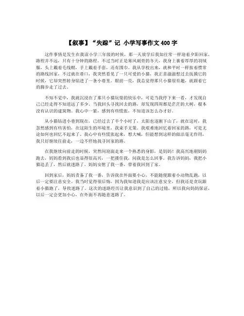 【叙事】“失踪”记 小学写事作文400字
