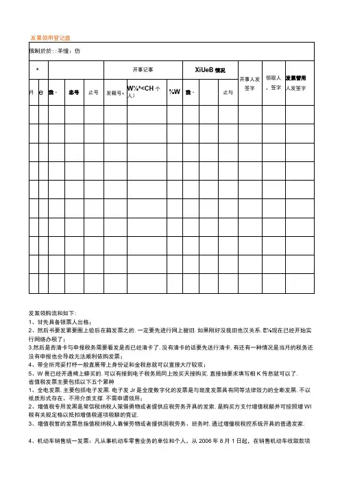 发票领用登记表