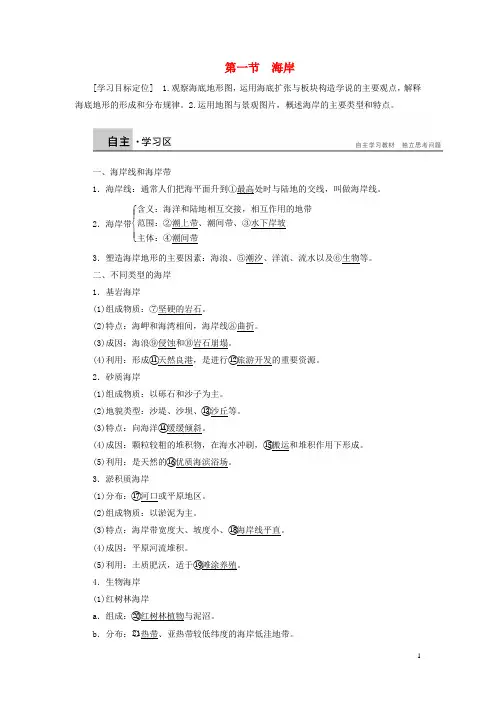 2015-2016学年高中地理第二章第一节海岸学案新人教版选修2课件