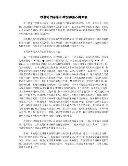 植物叶的形态和结构实验心得体会