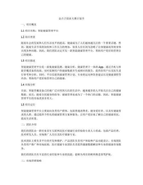 金点子创业大赛计划书