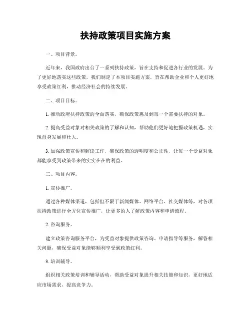 扶持政策项目实施方案
