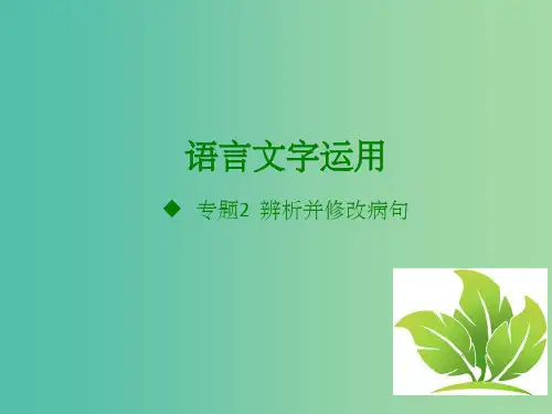 高考语文一轮复习 语言文字运用 专题2 辨析并修改病句课件