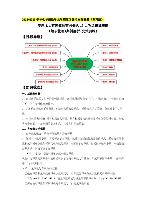 专题1.1有理数的有关概念12大考点精讲精练