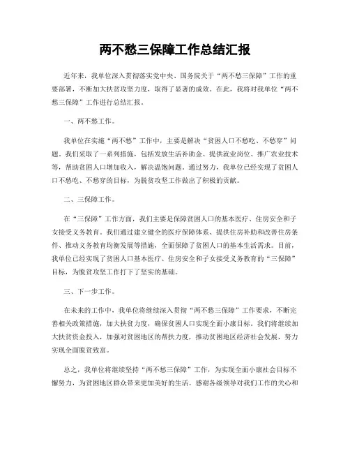 两不愁三保障工作总结汇报