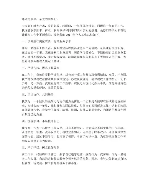 17地税年个人工作总结