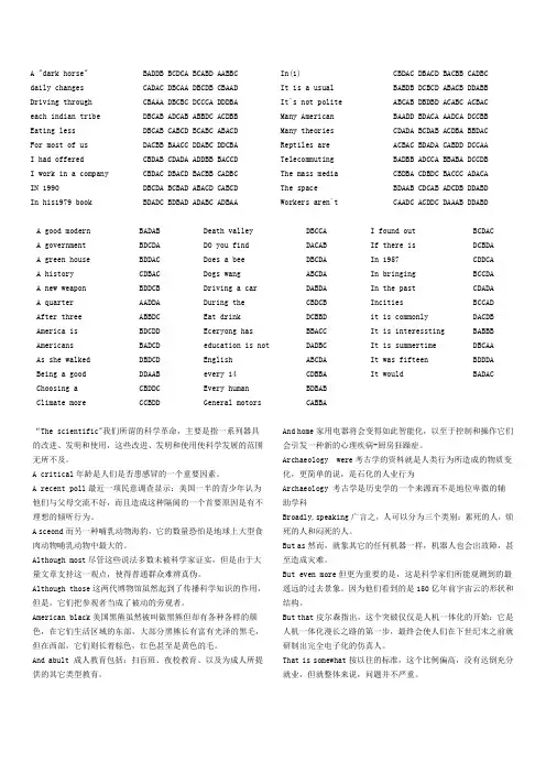 辽宁省成人学士学位英语学位考试课后答案