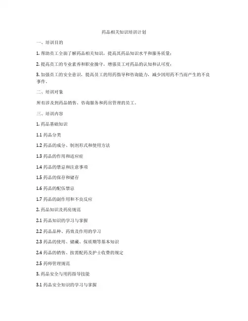 药品相关知识培训计划