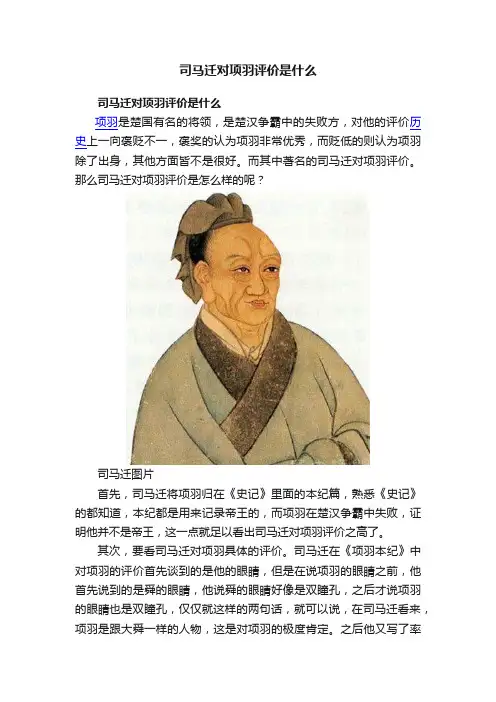 司马迁对项羽评价是什么