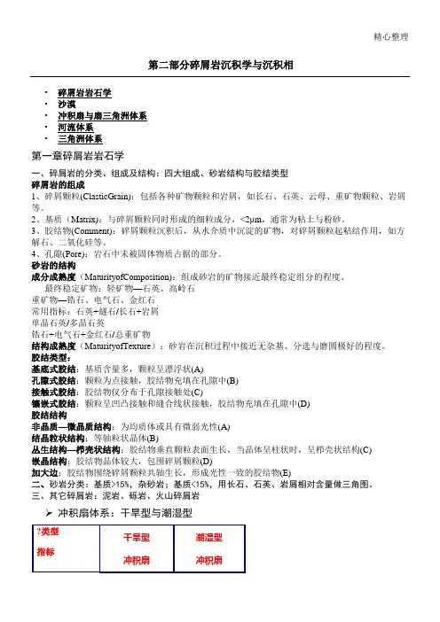 含油气盆地沉积学 沉积相部分的重点
