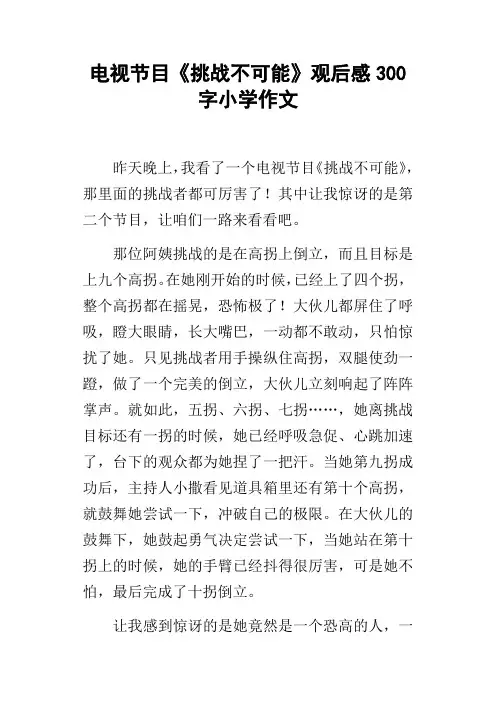 电视节目挑战不可能观后感300字小学作文