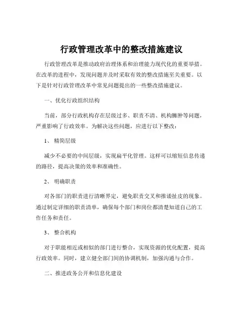 行政管理改革中的整改措施建议