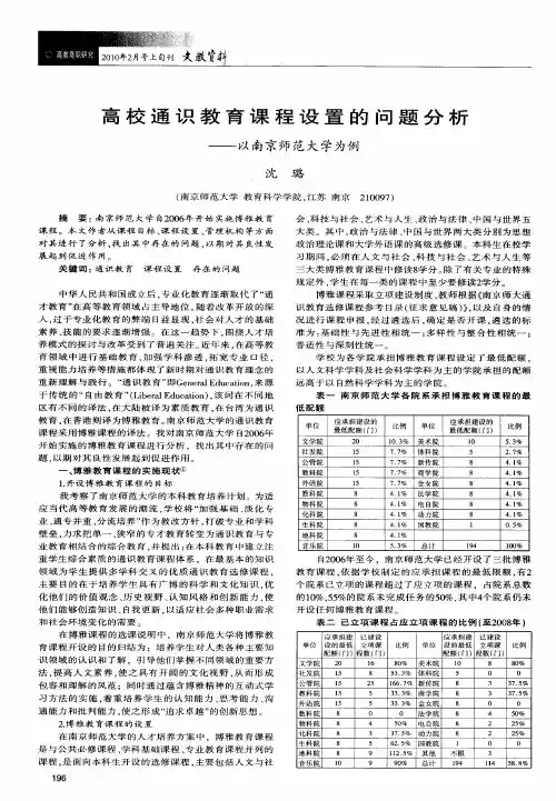 高校通识教育课程设置的问题分析——以南京师范大学为例