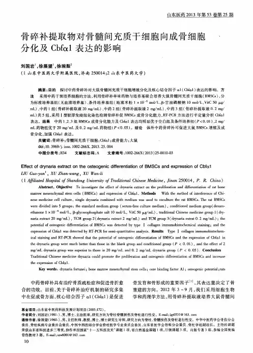 骨碎补提取物对骨髓间充质干细胞向成骨细胞分化及Cbfα1表达的影响