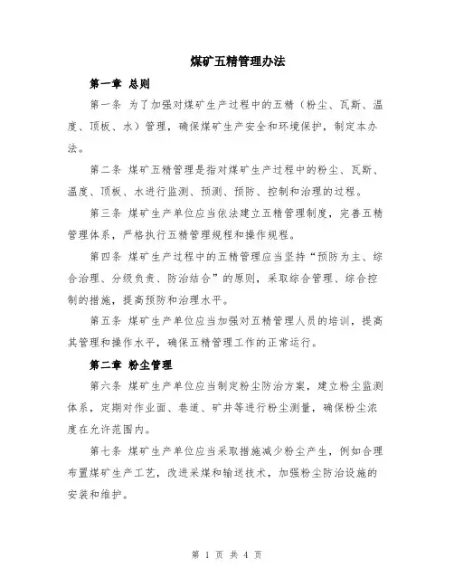 煤矿五精管理办法