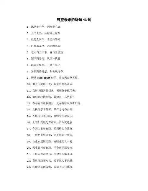 展望未来的诗句42句