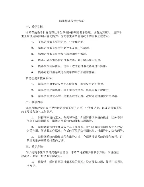 防排烟课程设计结论