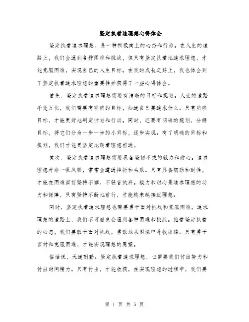 坚定执着追理想心得体会（2篇）