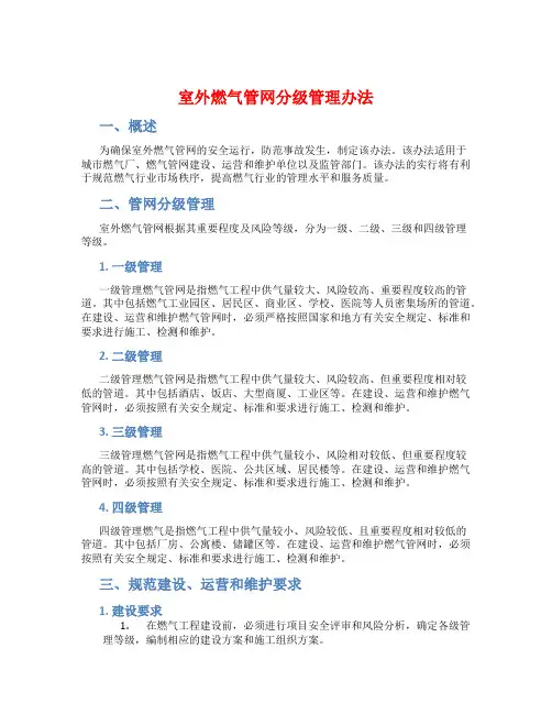 室外燃气管网分级管理办法