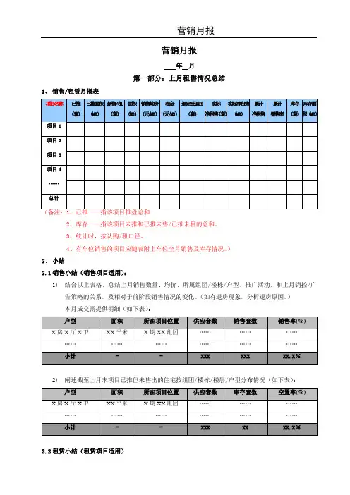 月度营销报告