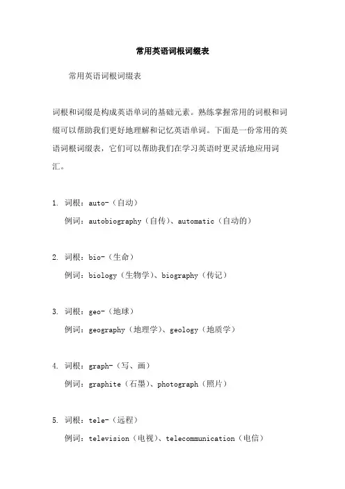 常用英语词根词缀表