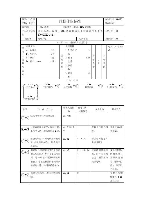 直流电机碳刷检查更换维修作业标准
