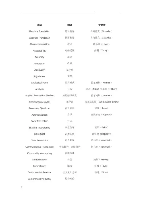 翻译专业术语