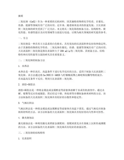 大比表面积二氧化铈