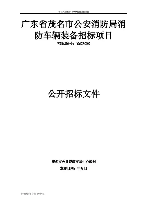 公安消防局消防车辆装备招标项目招投标书范本