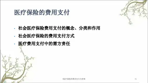 医疗保险的费用支付与控制课件
