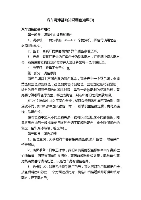 汽车调漆基础知识调色知识（3）