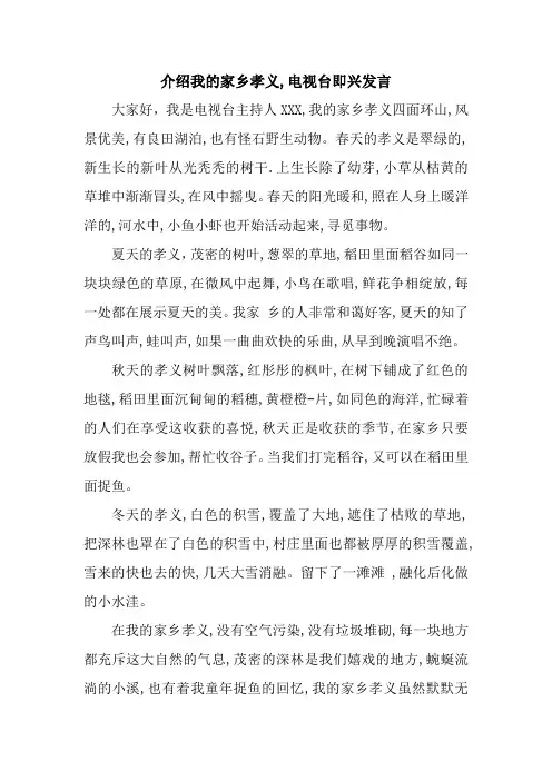 介绍我的家乡孝义,电视台即兴发言