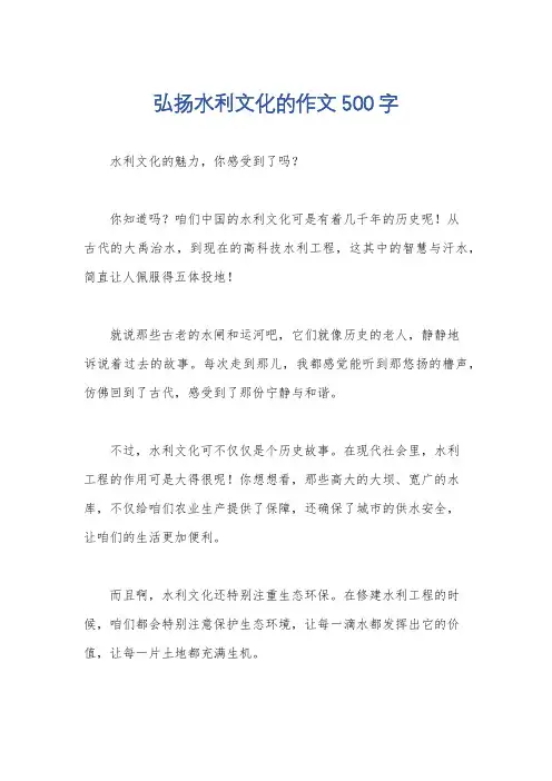 弘扬水利文化的作文500字