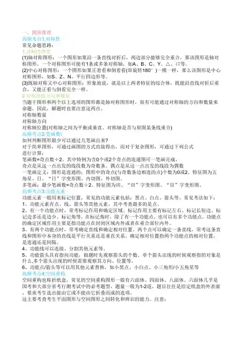 事业单位考试图形推理及定义判断解题思路知识点总结