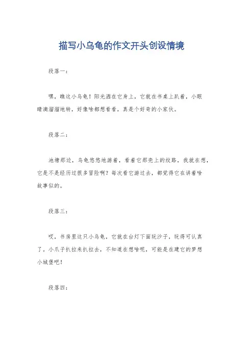 描写小乌龟的作文开头创设情境