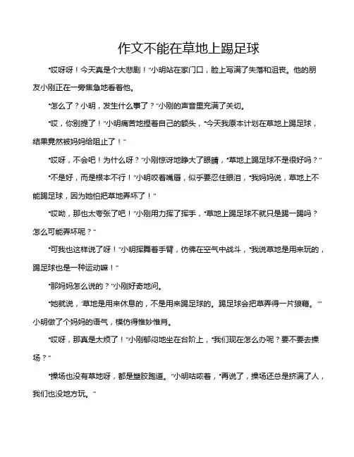 作文不能在草地上踢足球