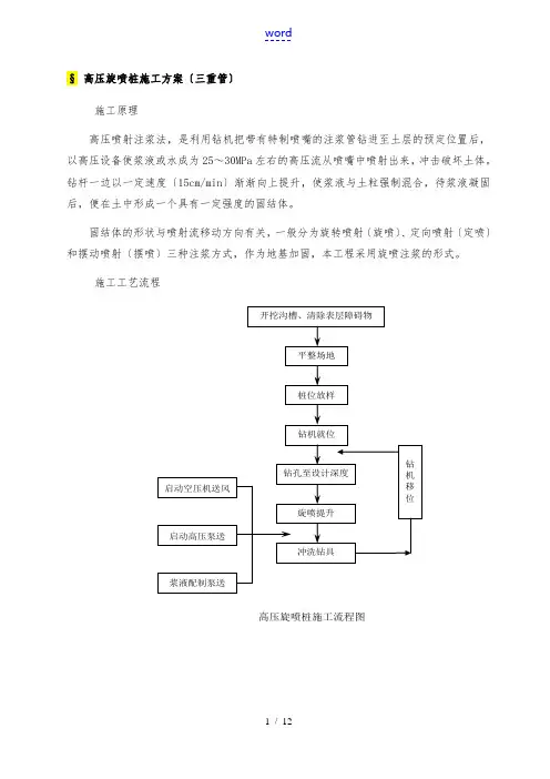 高压旋喷桩工程施工设计方案(三重管)