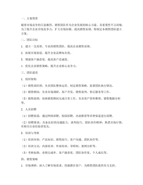 企业建立销售团队方案