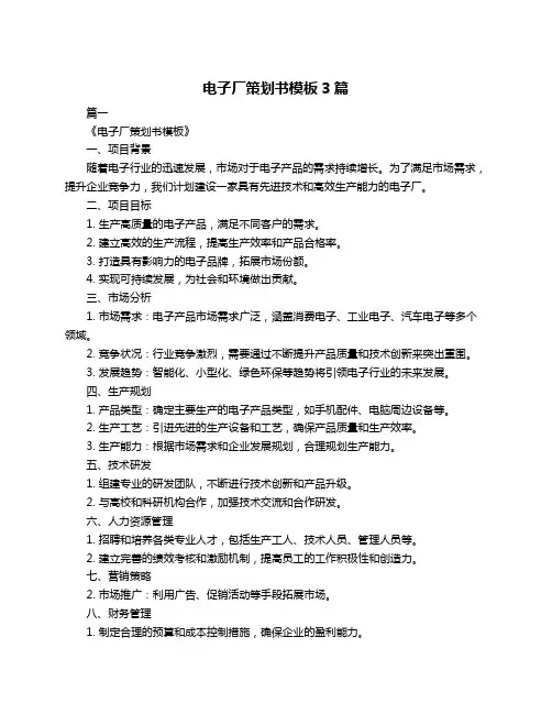 电子厂策划书模板3篇