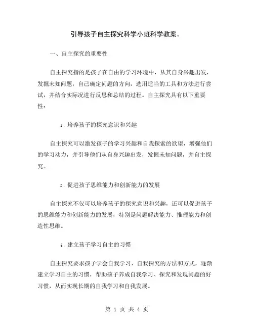引导孩子自主探究科学小班科学教案